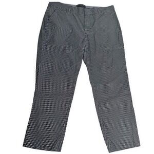 Banana Republic Hampton Pants Women 6P Navy Blue Diamond Polka Dot Stretch Ankle
